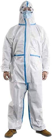 Disposable Coveralls Protective Overalls One Piece Design with Attached Hood Elastic Cuff and Reinforced Seam 1 Pack (Small)