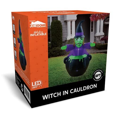 Joiedomi 6 FT Tall Halloween Inflatable Witch in Cauldron Inflatable Yard Decoration with Build-in LEDs Blow Up Inflatables for Halloween Party Indoor, Outdoor Decorations