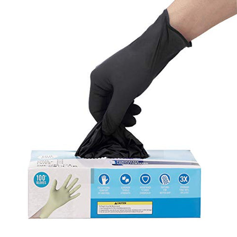 Disposable Gloves,Shipped from The US and Arrived in 7-10 Days,100pcs,Latex Free,Powder Free,Soft Industrial Gloves,Cleaning Glove for Home Use (Color:Black, Size:M)
