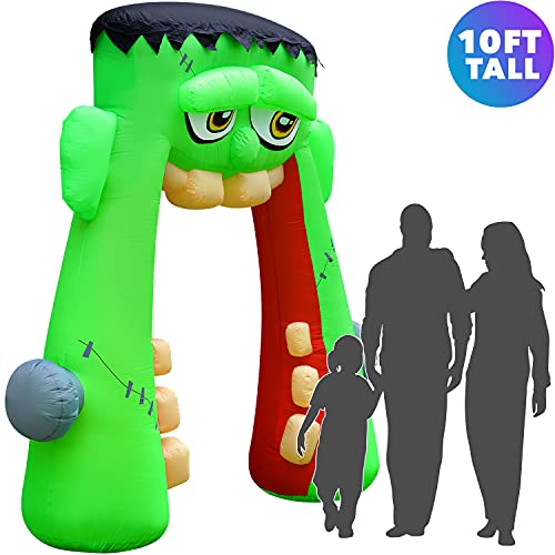 Holidayana 10 ft Halloween Inflatable Monster Mouth Archway Yard Decoration - 10 ft Tall Lawn Inflatable Decoration, Bright Internal Lights, Built-in Fan, and Included Stakes and Ropes