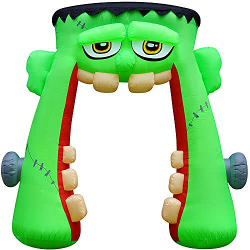 Holidayana 10 ft Halloween Inflatable Monster Mouth Archway Yard Decoration - 10 ft Tall Lawn Inflatable Decoration, Bright Internal Lights, Built-in Fan, and Included Stakes and Ropes