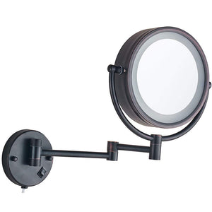 Cavoli Wall Mounted Makeup Mirror with LED Lighted Oil Rubbed Bronze 10x Magnification, Double Sided 8.5-inch
