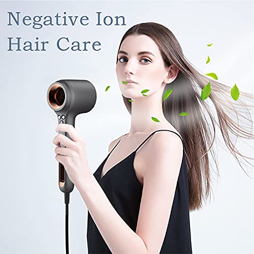 Blow Dryer, 1400W Ionic Hair Dryer, High Speed Brushless Motor Blowdryer, Noise Reduction Design / Constant Temperature Technology, 3 Heat Settings & 3 Speed with 2 Nozzles & 1 Diffuse & 1 Handbag