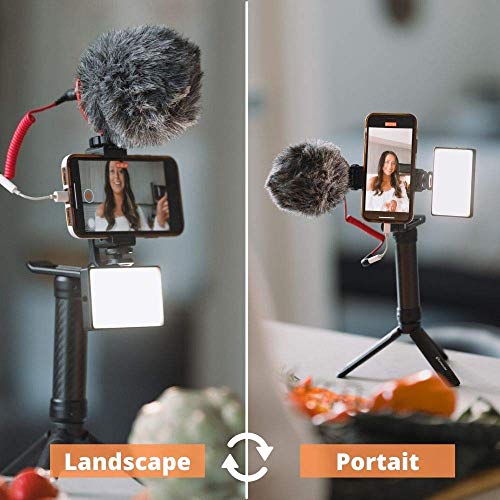 Lume Cube Mobile Creator Lighting and Audio Kit with Vlogging Stand | Lume Cube Panel Mini Light and Rode Microphone | Includes Aluminum Rotating Phone Clip for YouTube, Instagram, Twitch, TikTok