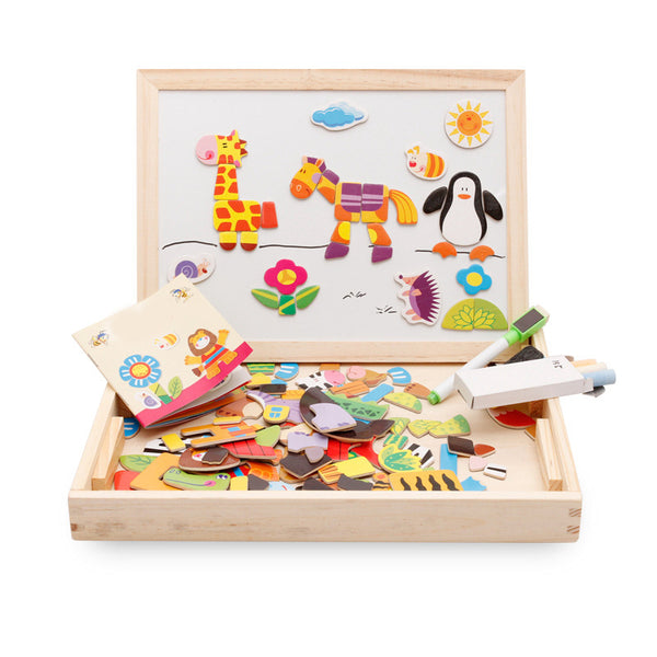 Multifunctional Magnetic Kids Puzzle Drawing Board Educational Toys Learning Wooden Puzzles Toys For Children Gift