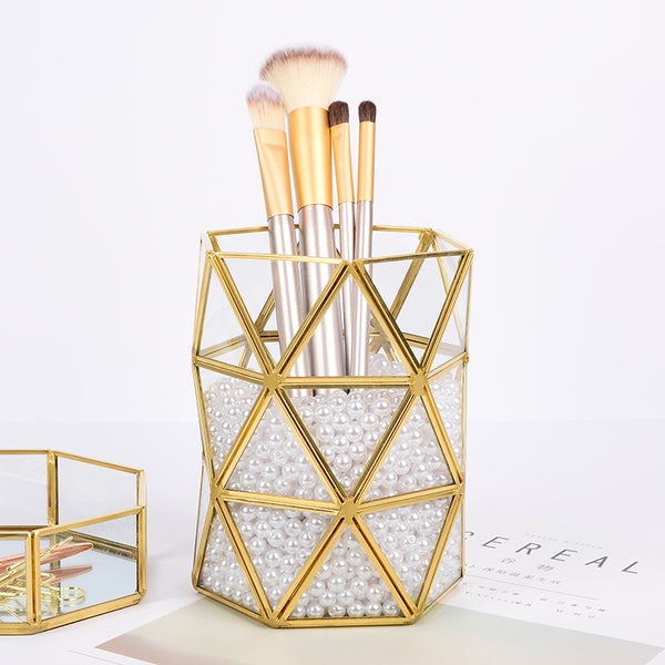 Gold beauty brush makeup brush storage bucket