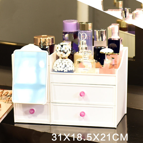 Desktop Organizer Box With Mirror Paper Towel Skin Care Product Rack