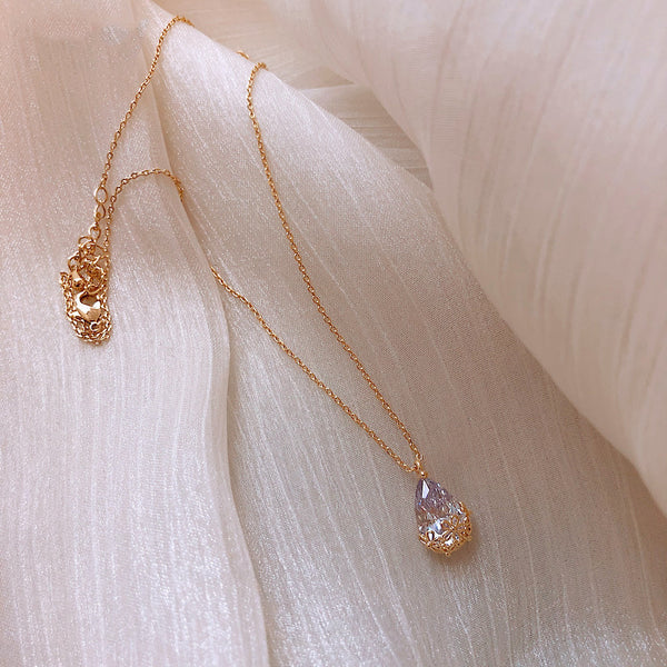 Crystal Water Drop Pendant Necklace Women