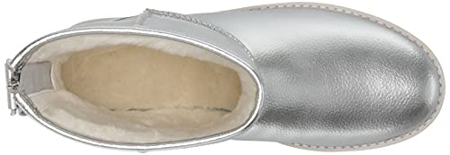 UGG Women's Classic Mini Logo Zip Shine Fashion Boot, Silver Metallic, 8
