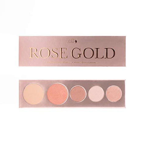 100% PURE Rose Gold Palette (Fruit Pigmented), Shimmer Makeup Palette w/ 3 Eyeshadows, Blush, Face Highlighter, Natural, Vegan Makeup (Rose Gold Metallics)