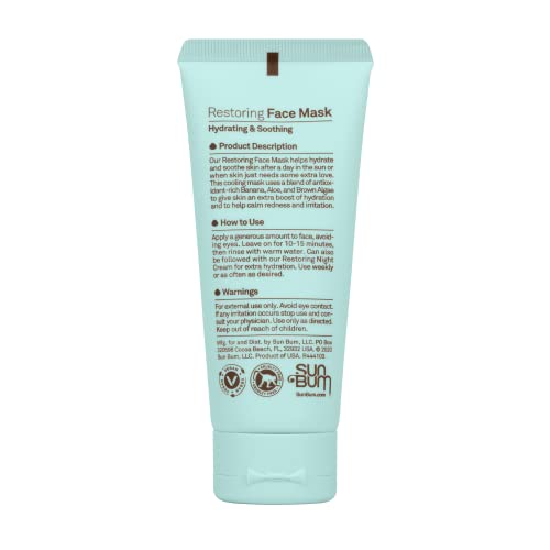 Sun Bum Skin Care Restoring Facial Mask | Vegan and Cruelty Free Formula with Cooling Aloe| 2 oz