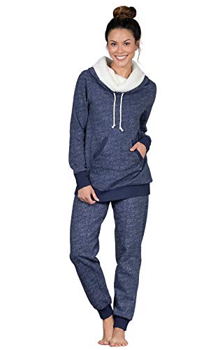 PajamaGram Cozy Womens Pajama Sets - Winter Pajamas for Women, Navy, M, 8-10