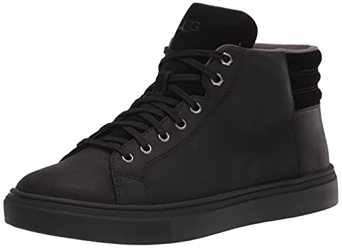 UGG Men's Baysider High Weather Sneaker, Black TNL Leather, 11