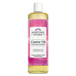 Heritage Store Castor Oil, Nourishing Hair Treatment, Deep Hydration for Healthy Hair Care, Skin Care, Eyelashes & Brows, Castor Oil Packs & More, Cold Pressed, Hexane Free, Vegan & Cruelty Free, 16oz