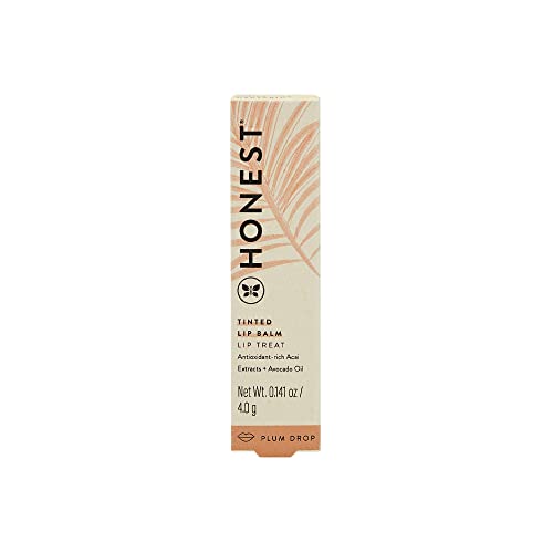Honest Beauty Tinted Lip Balm, Plum Drop with Acai Extracts + Avocado Oil | EWG Certified + Dermatologist & Physician tested & Vegan + Cruelty free | 0.141 oz.
