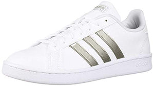 adidas Women's Grand Court Tennis Shoe, White/Platino Metallic/White, 8 M US