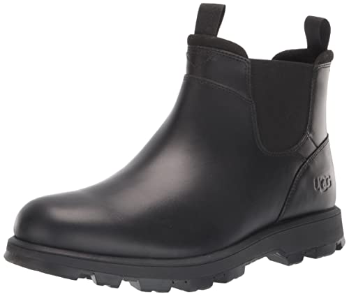 UGG Men's Hillmont Chelsea Boot, Black Leather, Size 11