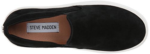 Steve Madden Women's Gills Fashion Sneaker, Black Suede, 7 M US
