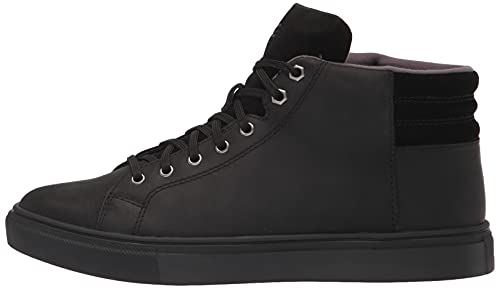UGG Men's Baysider High Weather Sneaker, Black TNL Leather, 11