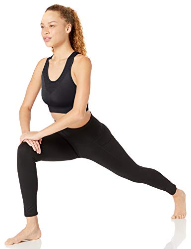 Amazon Brand - Core 10 Women's Seamless Yoga Racerback Sports Bra, Black, X-Small
