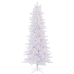 Vickerman 10' x 52" Crystal White Slim Artificial Christmas Tree, Multi-Colored LED Lights - Faux Pine Christmas Tree - Seasonal Indoor Home Decor