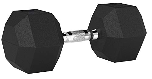 AmazonBasics Rubber Encased Hex Dumbbell Weight - 11.3 x 4.5 x 4.3 Inches, 15 Pounds