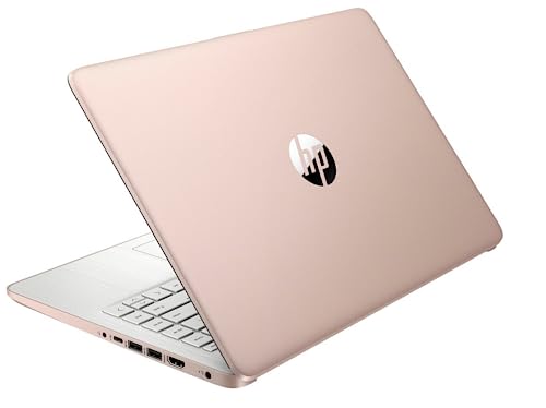 2023 Newest HP Laptops for College Student & Business, 14'' HD Computer, Intel Celeron N4120(4-core), up to 2.60 GHz, 16GB RAM, 576GB(64GB SSD+512GB Card), HDMI, Rose Gold, Windows 11, ROKC HDMI Cable