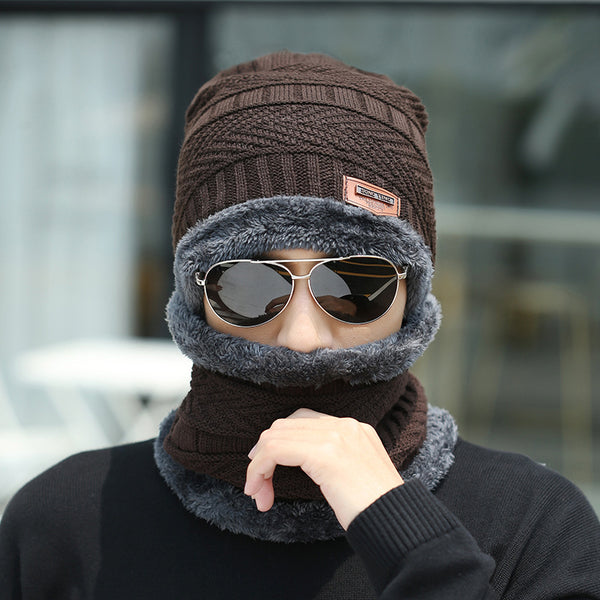 Winter Beanie Hat Scarf Set Warm Knit Hat Thick Fleece Lined Winter Hat Neck Warmer For Men Women