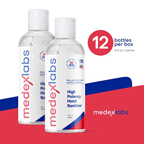 Medex Hand Sanitizer, 70%+ Alcohol, Kills 99.99% of Germs (12 Pack x 4 Oz)