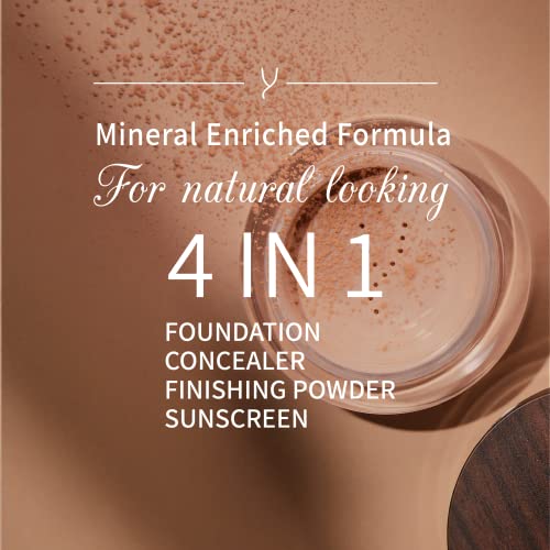 Vegan Mineral Powder Foundation Light to Full Coverage, Natural Foundation for Natural-Looking , Mica Mineral Foundation, Cruelty Free, No Chemicals by Gaya Cosmetics (MF4)