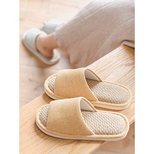 Open Toe Slide Slippers Slippers Cotton and Linen Fabric Slippers Comfortable Non-Slip Indoor Slippers Open Toe Unisex Flip Flops (Color : Green, Size : Sole Length 27.5cm)