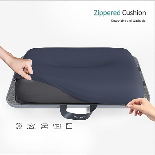 Lap Desk, Portable Laptop Lap Desk with Pillow Cushion, Fits up to 17 inch Laptop, Laptop Stand with Device Ledge and Phone Holder, for Home Office, Gray, ISTUDYNITURE
