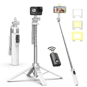 BEFAME 51” Phone Tripod & Selfie Stick, All in One iPhone Selfie Stick Tripod with Wireless Remote and Phone Holder, Compatible with All Cell Phones for Selfie/Video Recording/Photo/Live Stream/Vlog