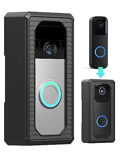 Anti-Theft Video Doorbell Mount Protective Shell， No-Drill Doorbell Door Mount Compatible with Video Doorbell(2020 Release) 4/3/3 Plus/2/1 an Blink Video Doorbell Adhesive Door Mount Kit (Black)