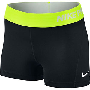 Nike Women's Pro Cool 3-Inch Training Shorts (Black/Volt/White/Medium)