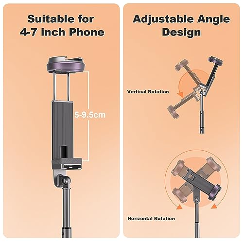 Selfie Stick, PEYOU 57" 6 in 1 Portable Selfie Stick Tripod with Detachable Fill Light, Extendable Anti-Shake Selfie Stick with Bluetooth Remote for iPhone Android Samsung/Camera/GoPro/Laptop