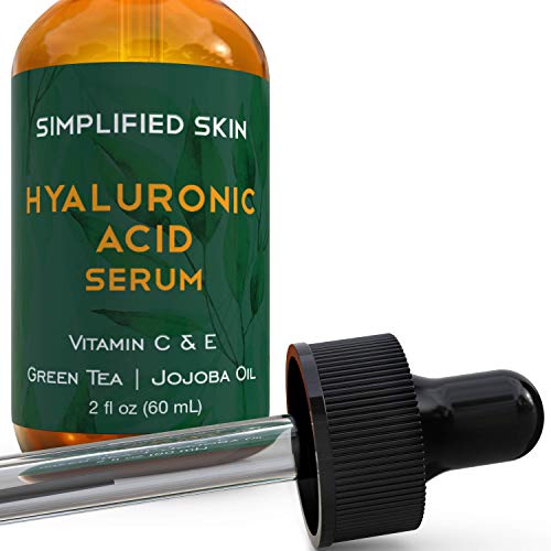 Hyaluronic Acid Serum for Face & Eyes (2 oz) with Vitamin C, E & Green Tea for Anti-Aging, Moisturizing, Antioxidant & Wrinkle Treatment. Best Hydrating Pure Facial Serum by Simplified Skin