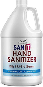 Sanit Hand Sanitizer Gel: One Gallon Alcohol Based Bulk (128 oz) 70% Isopropyl Alcohol Refill Jug by Regalia (128 oz)