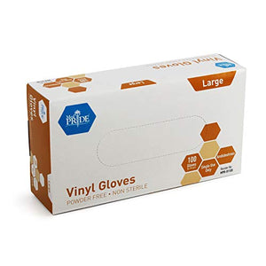 Medpride Vinyl Gloves| Large Box of 100| 4.3 mil Thick, Powder-Free, Non-Sterile, Heavy Duty Disposable Gloves| Professional Grade for Healthcare, Medical, Food Handling, and More