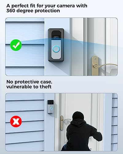 Anti-Theft Video Doorbell Mount Protective Shell， No-Drill Doorbell Door Mount Compatible with Video Doorbell(2020 Release) 4/3/3 Plus/2/1 an Blink Video Doorbell Adhesive Door Mount Kit (Black)