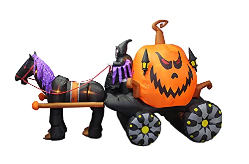 11.5 Foot Long Inflatable Grim Reaper Driving Pumpkin Carriage