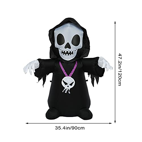 TUTAVIAW 4Ft Halloween Inflatables, Halloween Scary Inflatable Skull Ghost Model Outdoor Halloween Inflatable Ghost with Built-in LED Lights for Holiday Home Yard Garden Decor