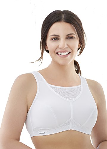 Glamorise womens Full Figure No Bounce Plus Size Camisole Wirefree Back Close Sports Bra #1066, White, 34C