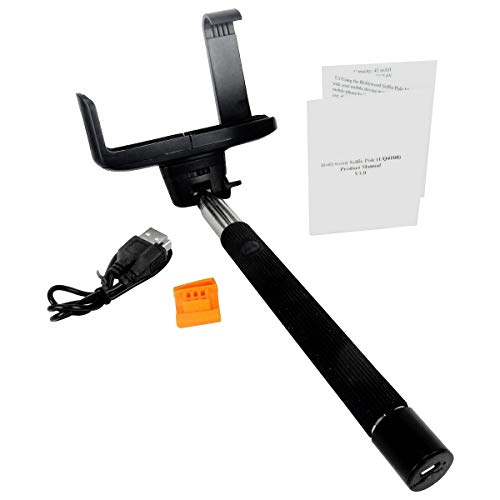 Sweda Bluetooth Selfie Stick for iOS and Android Smartphones, Hollywood Selfie Pole, , Screw Mount for Cameras, Secure Phone Holder, Thumb Button, UQ4108, Black, 9 InchL x 4.25 InchW x 4.5 InchH