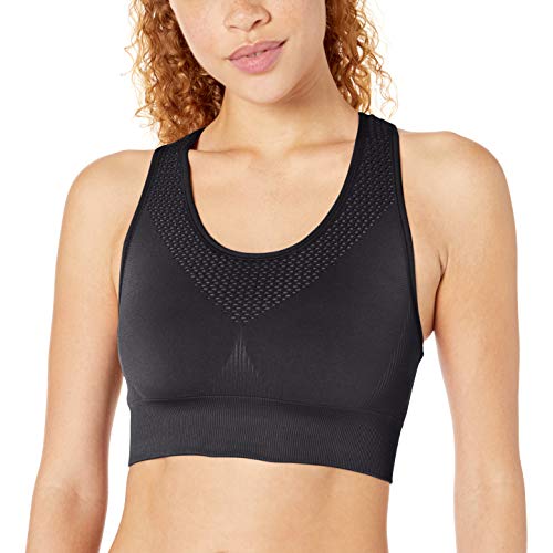 Amazon Brand - Core 10 Women's Seamless Yoga Racerback Sports Bra, Black, X-Small