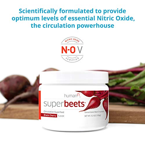 humanN SuperBeets - Circulation Superfood, Concentrated Beet Crystals, Nitric Oxide Boosting Supplement, Vitamin C, Beets Grown in USA, Black Cherry Flavor, 5.3 ounces