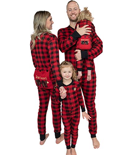 Lazy One Flapjacks, Matching Pajamas for The Dog, Baby, Kids, Teens, and Adults (Plaid Bear Cheeks, 6 MO)