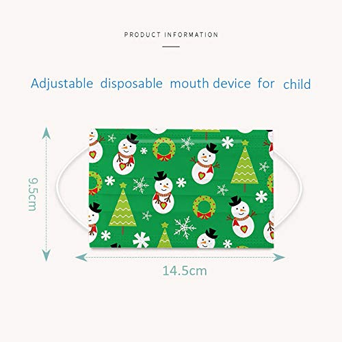 50PC 3Ply Adult Disposable Nonwoven Christmas Pattern Print Face_Mask,Protective Face Covering Fashion Balaclava Women