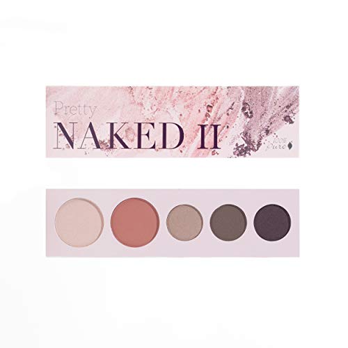 100% PURE Pretty Naked II Palette (Fruit Pigmented), Shimmer Makeup Palette w/ 3 Eyeshadows, Blush, Face Highlighter, Natural, Vegan Makeup (Nude to Smokey Tones)