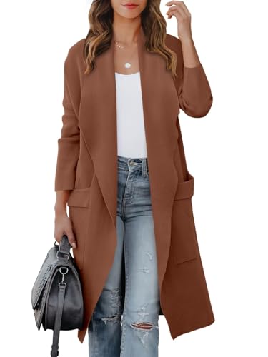 ANRABESS Women's 2023 Fall Cardigan Oversized Sweater Casual Long Sleeve Open Front Knit Jackets Coat Comfy Warm Coatigan Trendy Outfits Outwear 580kafeise-M Orange Brown